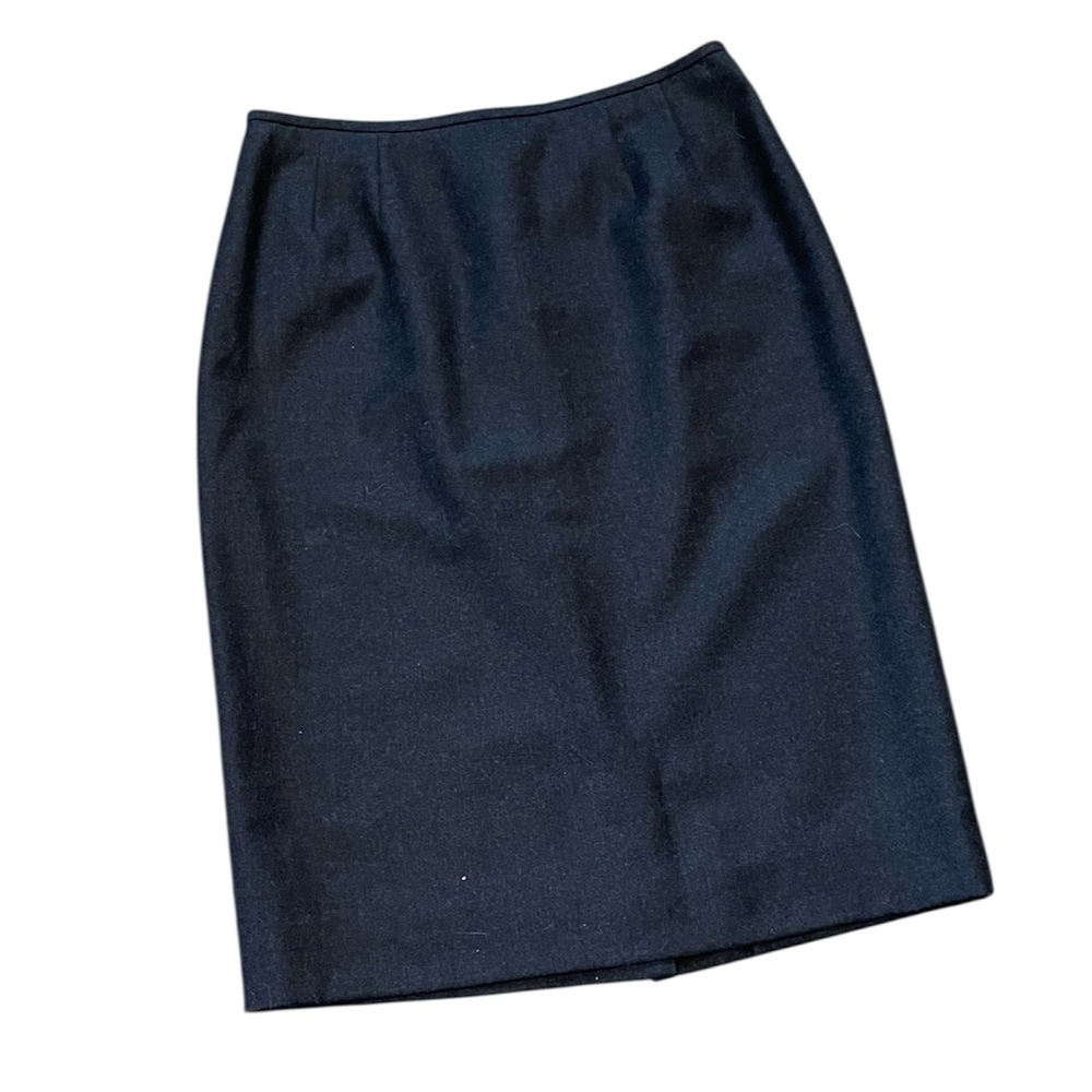 Albert Nipon 100% Wool Black Lined Pencil Skirt Size‎ 4